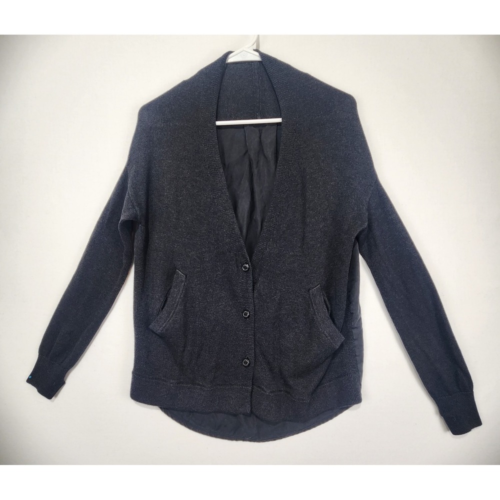 Lululemon Women's Mix Fabric Knit Button-Up Sweater Charcoil Black‎ Size M